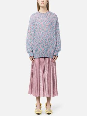 NWT Christopher Kane Womens Mohair Sweater XL Blue Knit Crew Neck Jumper Italy
